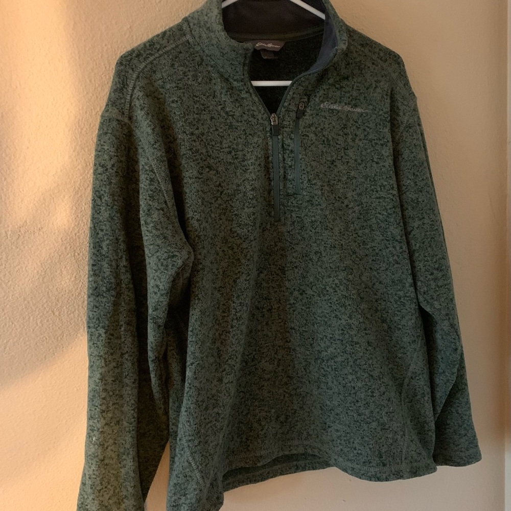 Men’s Green Eddie Bauer Quarter-Zip Sweater